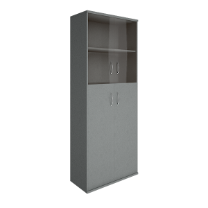 А.СТ-1.7(Серый) Шкаф высокий широкий закрытый со стеклом А.СТ-1.7 (770x365x1975)