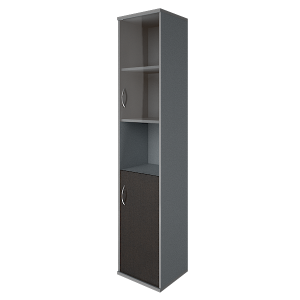 А.СУ-1.4 Пр(Венге/Металлик) Шкаф высокий узкий закрытый со стеклом А.СУ-1.4 Пр правый (403x365x1975)