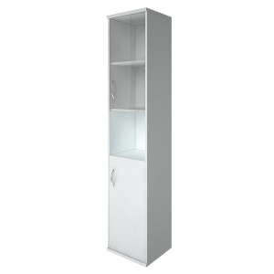 А.СУ-1.4 Пр(Белый) Шкаф высокий узкий закрытый со стеклом А.СУ-1.4 Пр правый (403x365x1975)