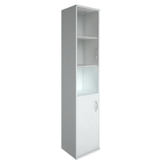 А.СУ-1.4 Л(Белый) Шкаф высокий узкий закрытый со стеклом А.СУ-1.4 Л левый (403x365x1975)